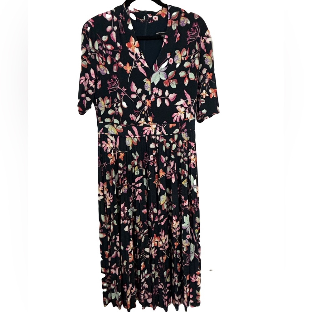 Maggy London Floral V-Neck Pleated Maxi Dress Size 10
